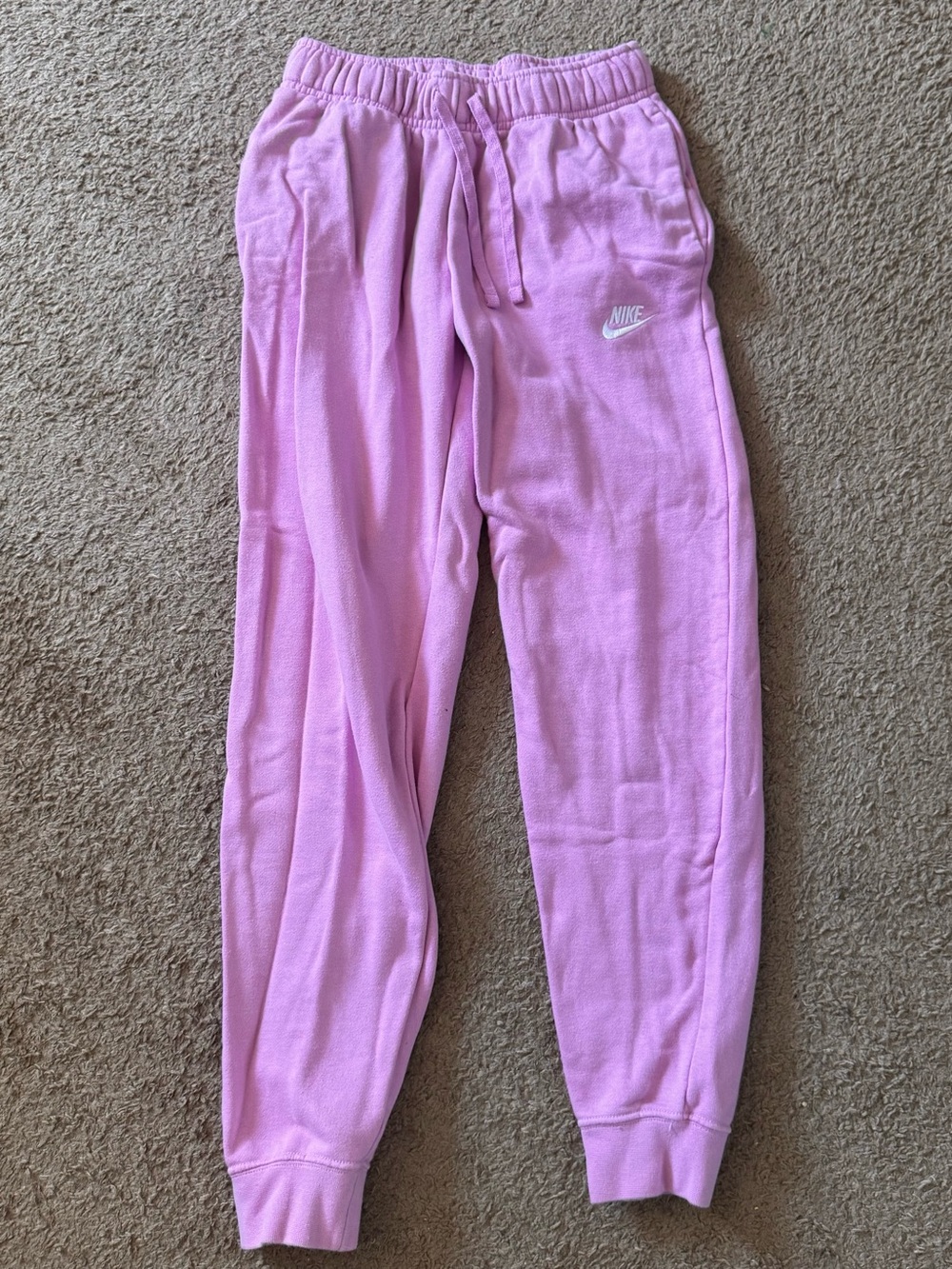 Nike Girls Pink Fleece Joggers with White Logo